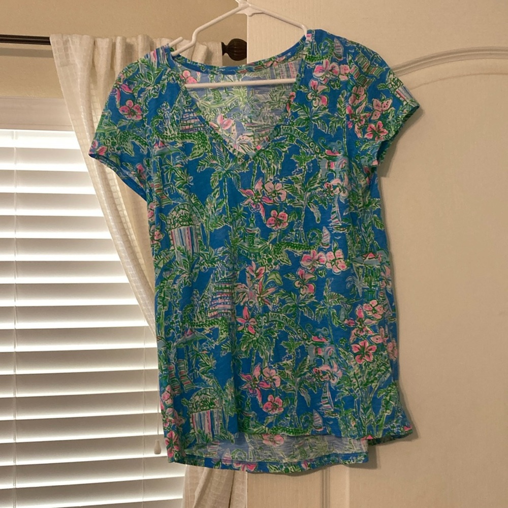 Lilly Pulitzer Blue and Pink Short Sleeve Tee